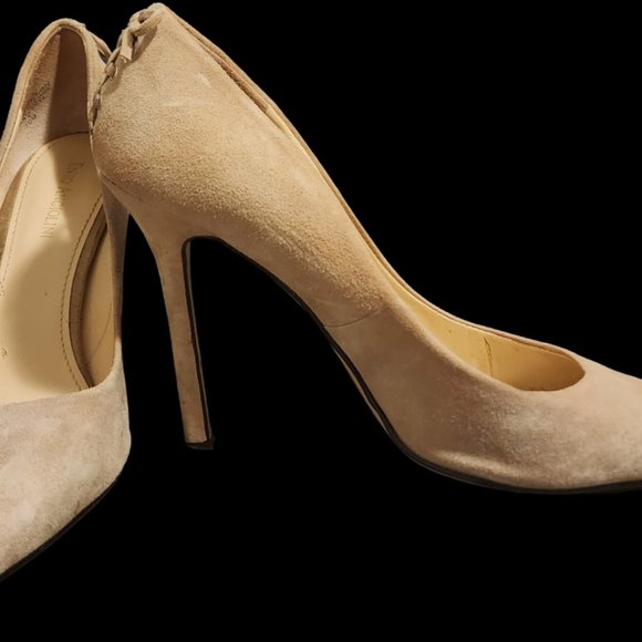 Enzo Angiolini Beige Suede Lace Pointy Pumps, Size 10M - Picture 2 of 7